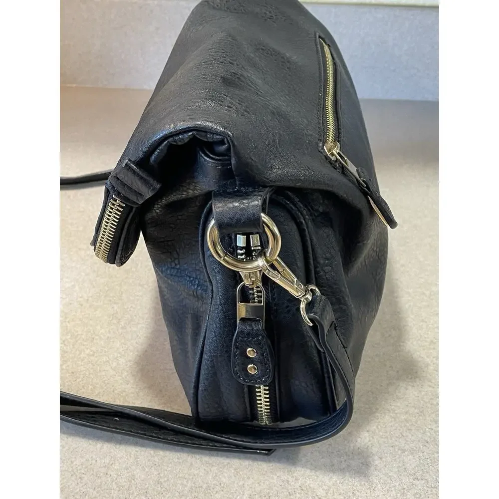 Moda Luxe Women’s Black Faux Leather Crossbody Bag Shoulder Bag Purse
